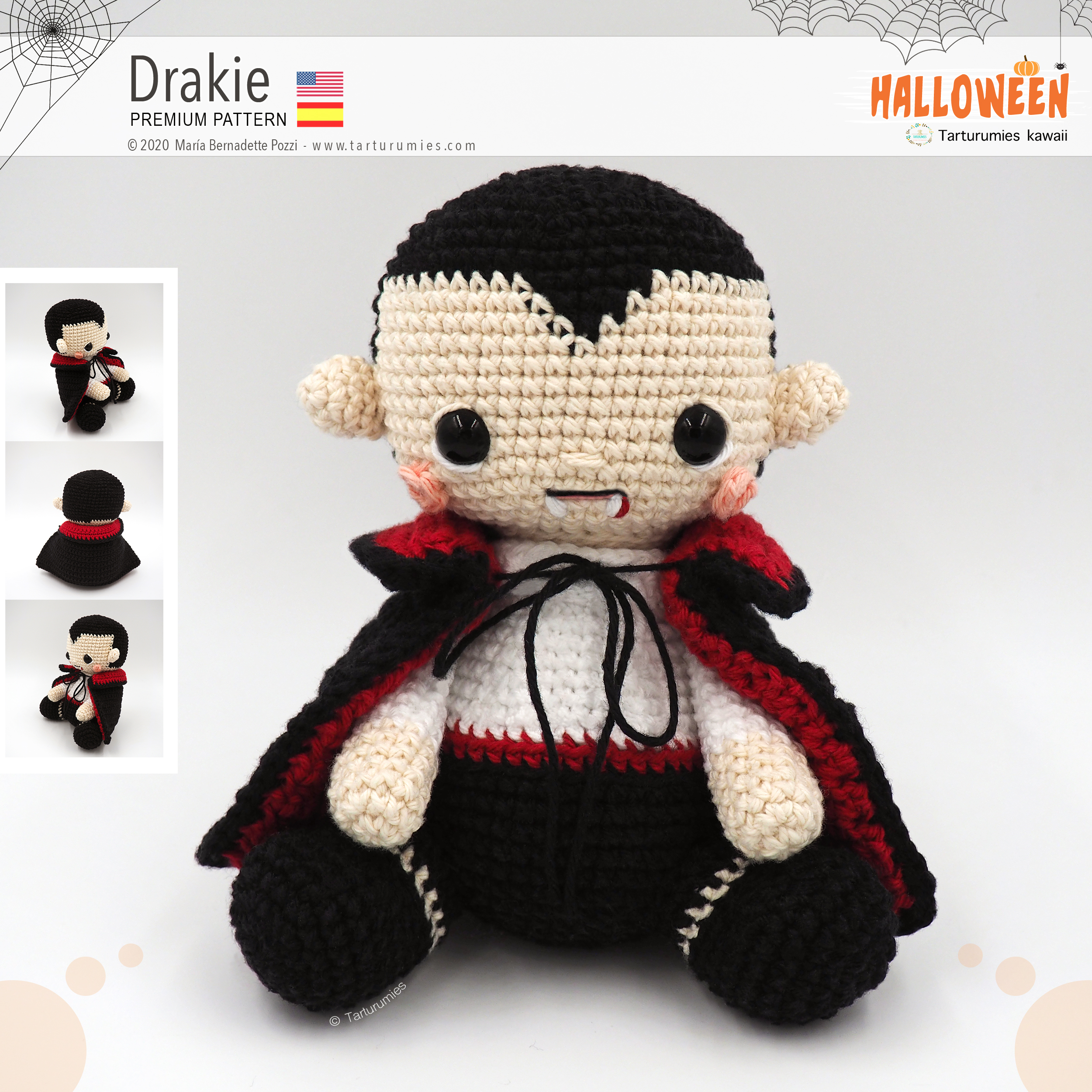 Amigurumi Pattern Premium Halloween Kawaii Dracula Frankenstein Mummy Tarturumies
